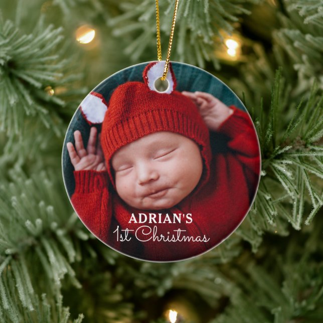 Baby’s First Christmas Photo Ceramic Ornament (Tree)