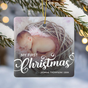 Baby’s First Christmas Photo Ceramic Ornament