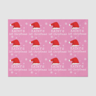 Baby`s First Christmas Pink Santa Hat Snowflake Tissue Paper