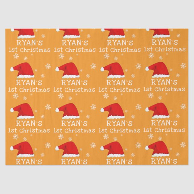 Baby`s First Christmas Red Santa Hat Snowflake Tissue Paper (Front)