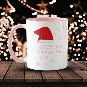 Baby`s First Christmas Santa Hat Snowflake Coffee Mug