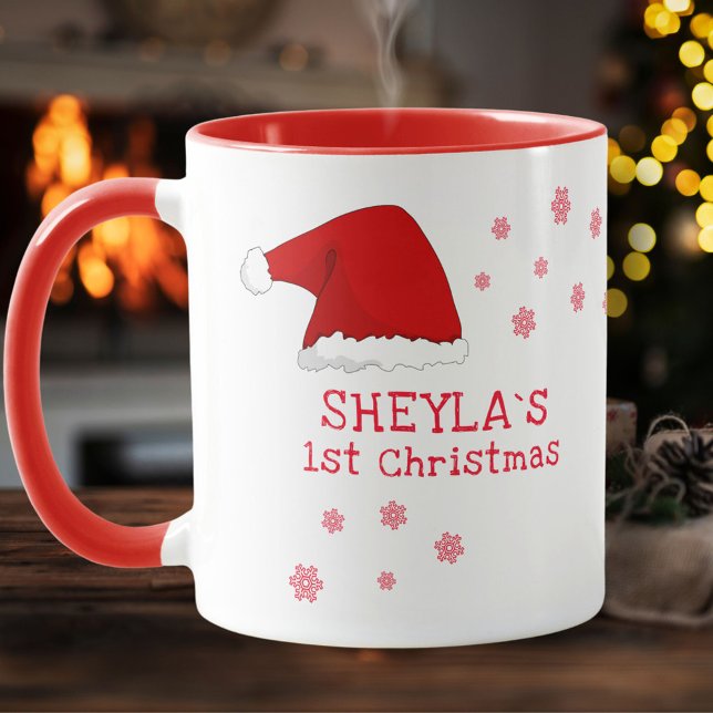 Baby`s First Christmas Santa Hat Snowflake Coffee  Mug (Creator Uploaded)