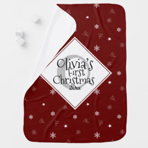 Baby’s First Christmas Snowflakes Pattern Red Baby Blanket