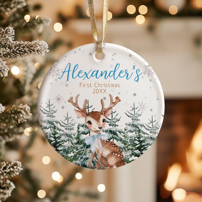 Baby’s First Christmas Woodland Reindeer Ceramic Ornament (Creator Uploaded)