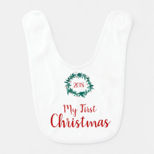Baby’s First Christmas Wreath Baby Bib