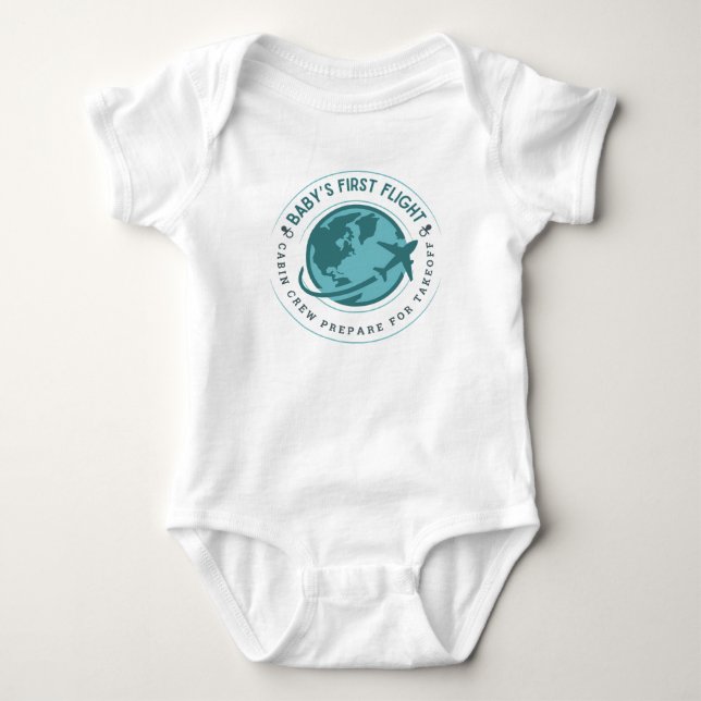 Baby’s first flight,cabin crew prepare for takeoff baby bodysuit (Front)