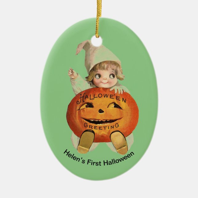 Baby’s First Halloween Personalized Ornament (Front)