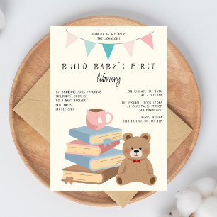 Baby´s First Library Book Themed Baby Shower Invitation
