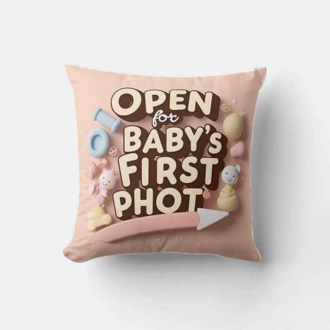 Baby’s First Photo Tab: Arrow-Powered Memory Throw Pillow (Front)