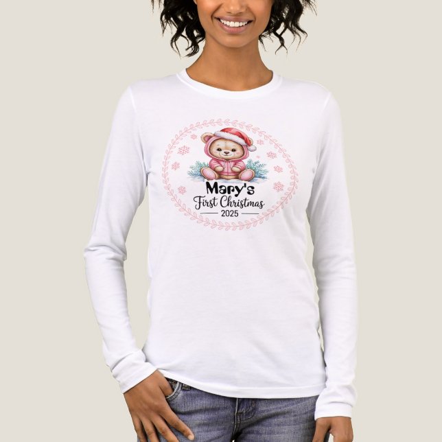 Baby’s First XmasTee for Women Editable Tri-Blend Shirt (Front)