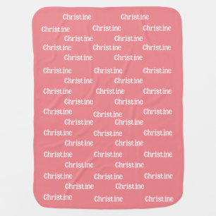 Baby’s name repeat peach colored baby blanket