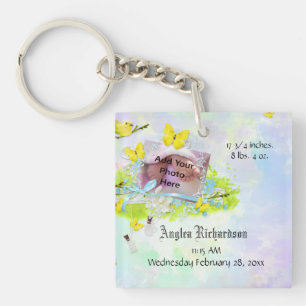 Baby’s Yellow Bird and Butterfly Photo Frame Keychain