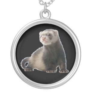 baby sable ferret silver plated necklace
