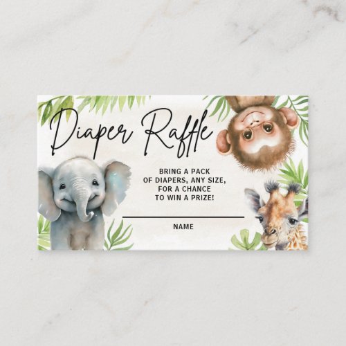 Baby Safari Animal Diaper Raffle Enclosure Card