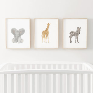 Baby Safari Animal Nursery Decor Wall Art Sets