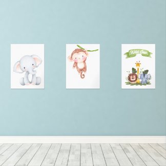 Baby Safari Animal Wall Decor Art Sets
