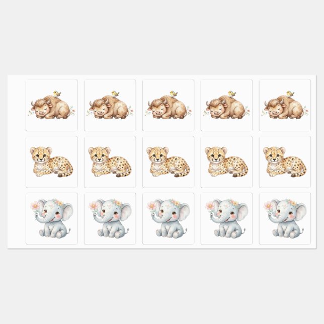 Baby Safari Animals Labels (Sheet)