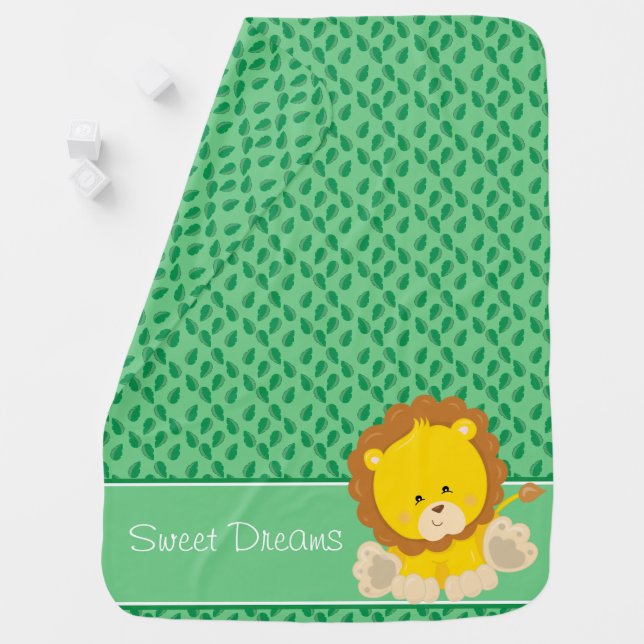Baby Safari Animals | Lion | Personalized Swaddle Blanket (In Situ)
