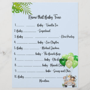 Baby Safari Baby Shower Games Flyer