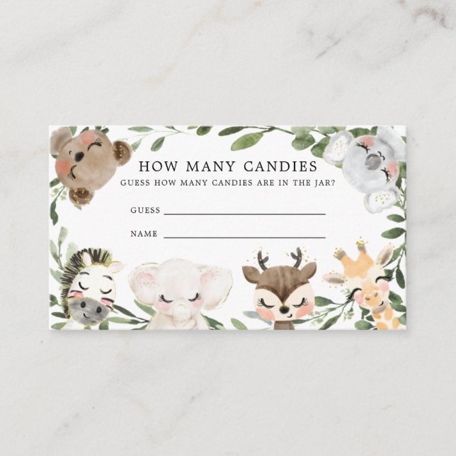 Baby Safari Guess How Many Candies Card (Front)