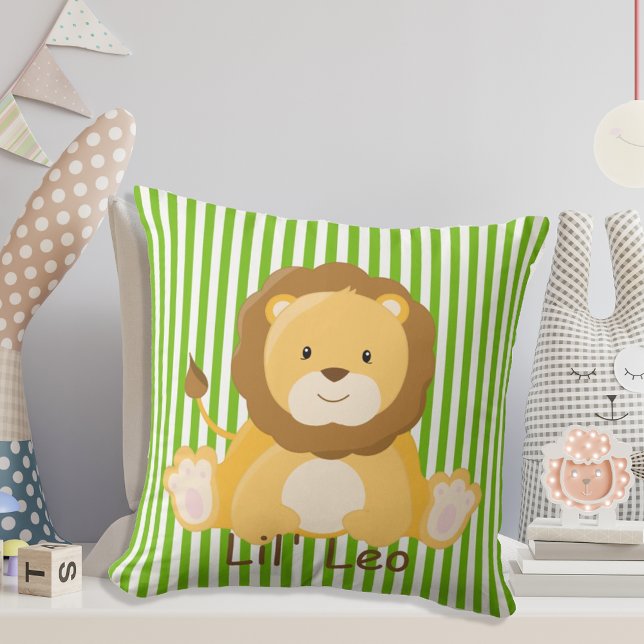 Baby Safari Lion Monogram Throw Pillow (Creator Uploaded)