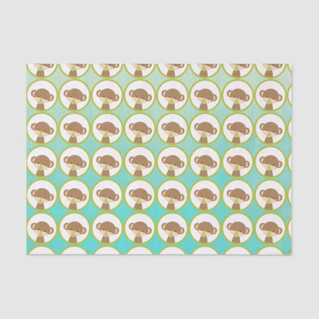 Baby Safari Monkey with Pacifier Pattern Tissue Paper (Front)