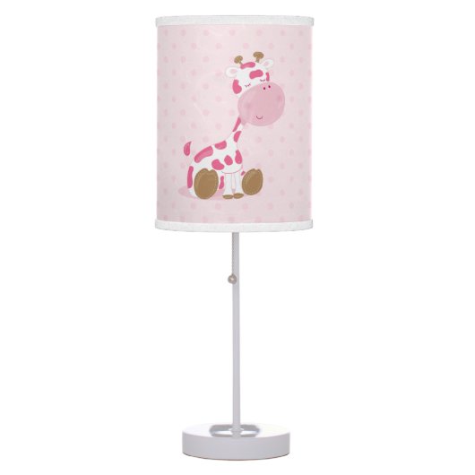 Baby Safari Pink Sleepy Giraffe Nursery Art Gift Table Lamp (Front)