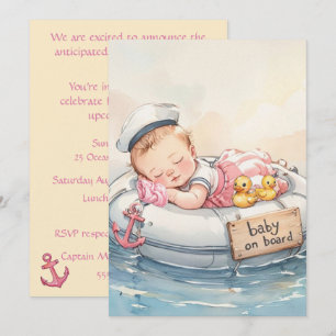 Baby Sailor Girl Digital Download Invitation