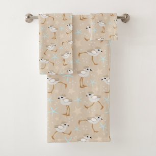 Baby Sandpipers Piping Plover Beach House Bath Towel Set