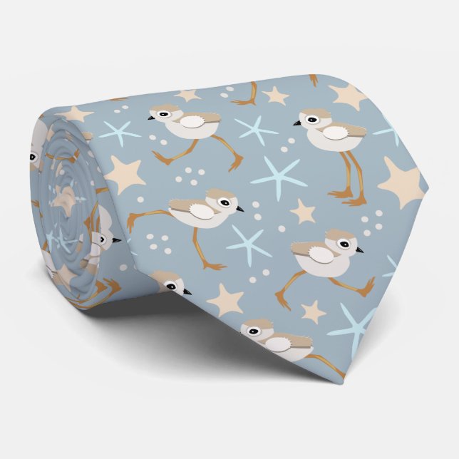 Baby Sandpipers Piping Plover Beachcomber Neck Tie (Rolled)