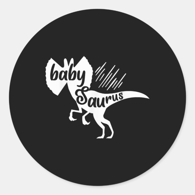 Baby Saurus Funny Dinosaur Dilophosaurus Matching  Classic Round Sticker (Front)