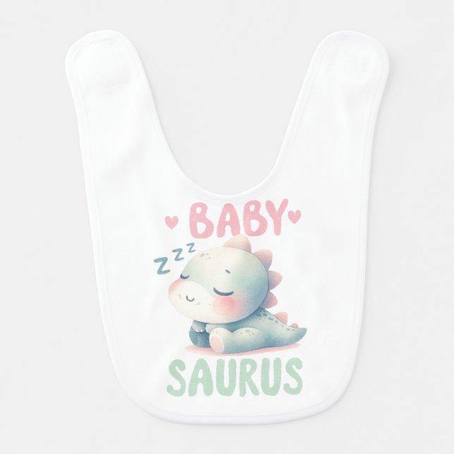 Baby Saurus Sleeping Dinosaur Bib (Front)