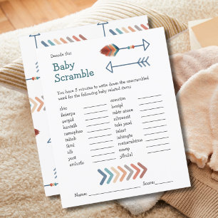 Baby Scramble Boho Arrows Baby Shower Game