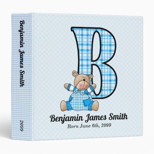 Baby Scrapbook in Blue Monogram B Binder