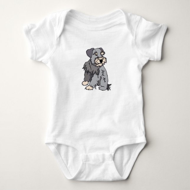 Baby Scrappy Miniature Schnauzer Baby Bodysuit (Front)