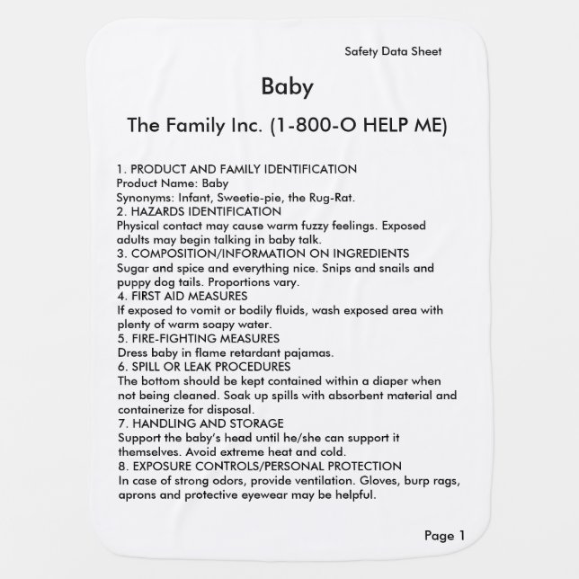Baby SDS / MSDS blanket (Front)