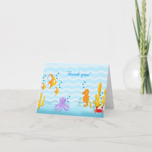 BABY SEA CRITTERS Thank you Note Card