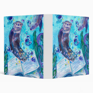 Baby Sea Otter Playing in Water | Cute Artwork 3 Ring Binder