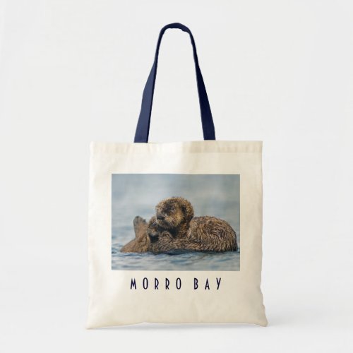 Baby Sea Otter Riding on Mother Tote Bag