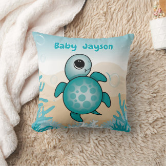 Baby Sea Turtle Birth Stats Throw Pillow