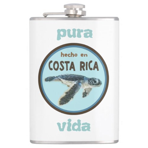 Baby Sea Turtle Costa Rica Pura Vida Flask