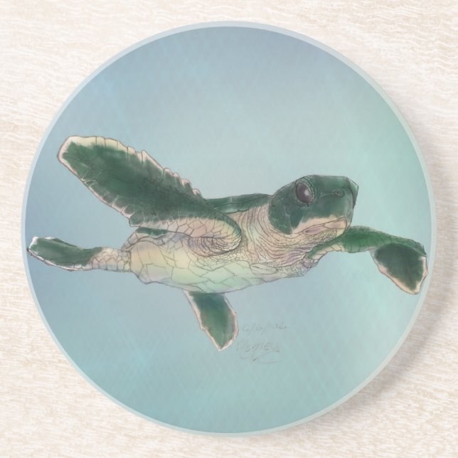 Baby Sea Turtle Drink Coaster (Front)