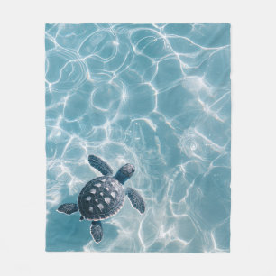 Baby Sea Turtle in Clear Water Fleece Blanket