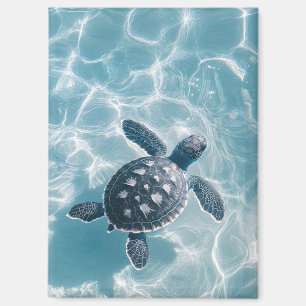 Baby Sea Turtle in Clear Water Magnet