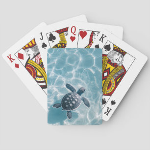 Baby Sea Turtle in Clear Water Poker Cards