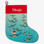 Baby Sea Turtle in Santa Hats  Christmas Stocking