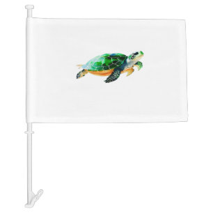 Baby Sea Turtle Moving Toward the Sea Car Flag