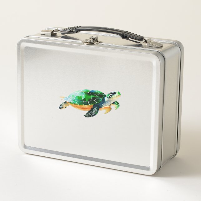 Baby Sea Turtle Moving Toward the Sea Metal Lunch Box (Front)