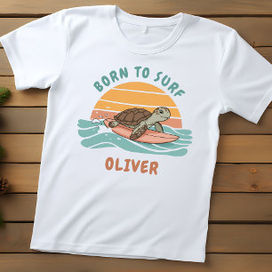 Baby Sea Turtle Retro Surf Vibes - Born to Surf T-Shirt