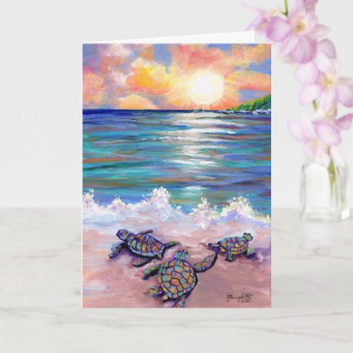 Baby Sea Turtles at the Beach Greeting Card